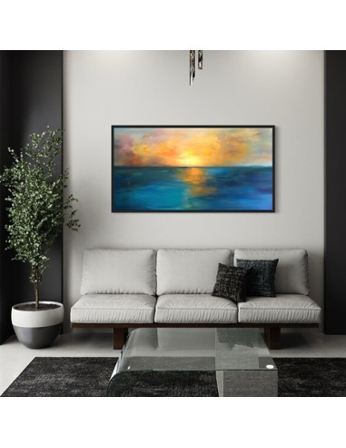 Sunset Horizon Scene Abstract Wall Painting in Living Room