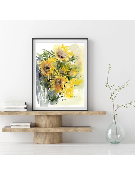 Sunflower Abstract Wall Painting in Shelves
