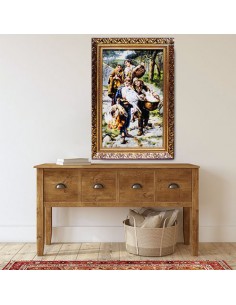 Hand-Woven Pictorial Carpet "Rural Weekly Market" Wall Art