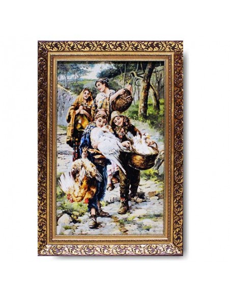 Hand-Woven Pictorial Carpet "Rural Weekly Market" Full View Hand-Woven Pictorial Carpet "Rural Weekly Market" Full View