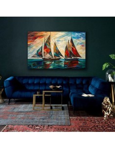 Sailboats at Sunset Abstract Art 2