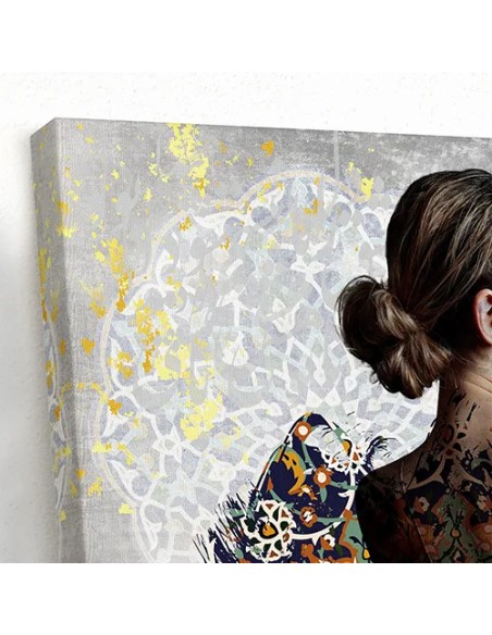 Persian Girl Calligraphy Painting with Persian Patterns