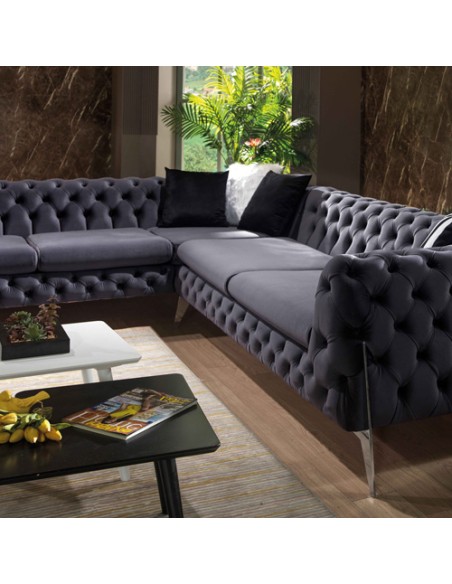 dark grey corner sofa set