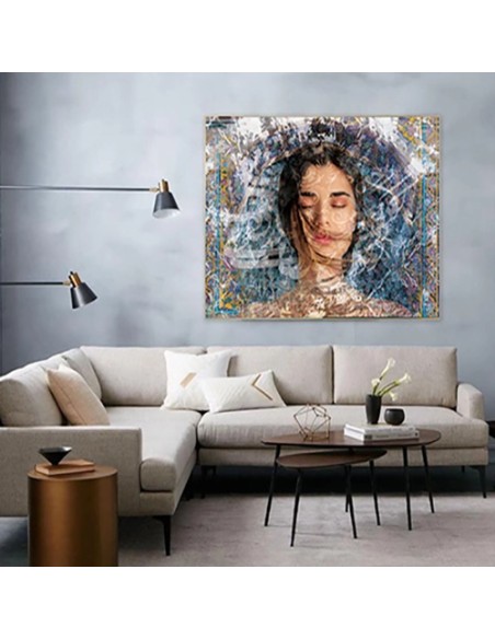Calligraphy Painting Woman Face in Decor