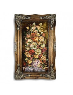 Hand-Woven Pictorial Carpet "White Vase" Full View