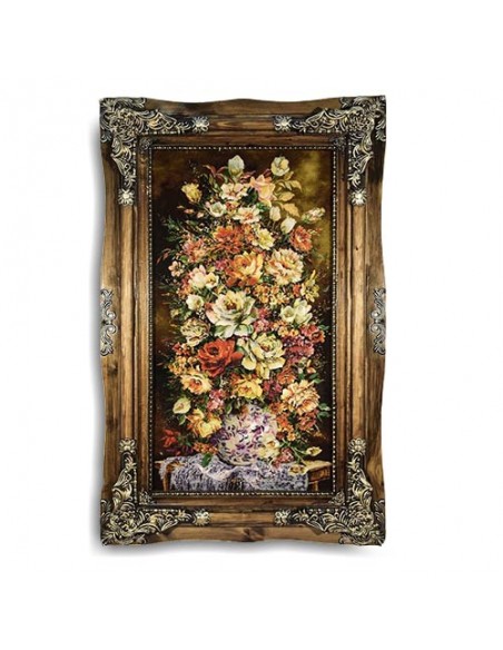 Hand-Woven Pictorial Carpet "White Vase" Full View Hand-Woven Pictorial Carpet "White Vase" Full View