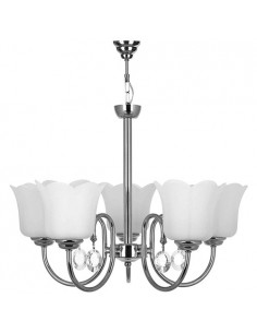 White Chandelier With Flower Light Bulbs
