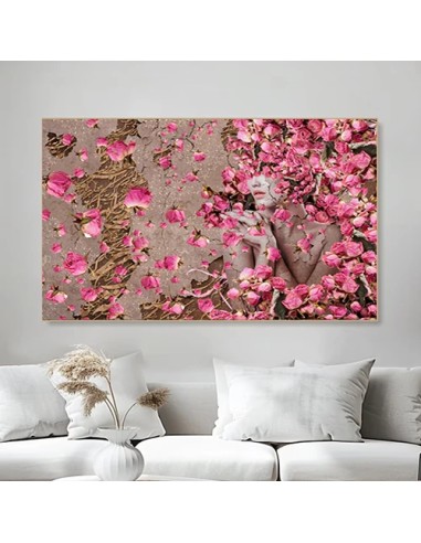 Pink Flowers Persian Calligraphy in Decor