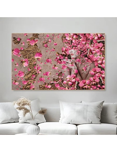 Pink Flowers Persian Calligraphy in Decor
