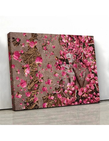 Pink Flowers Calligraphy Painting