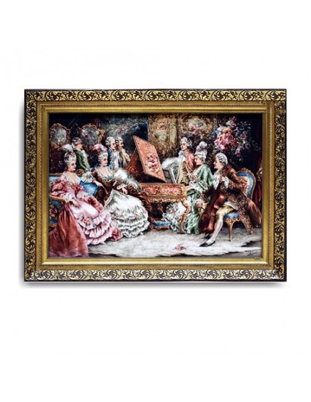 Hand-Woven Pictorial Carpet "Pianist" Full View