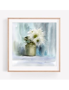 White Flowers Watercolor Painting