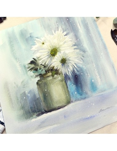 White Flowers Watercolor Painting | Fantasy Wall Art | Canada