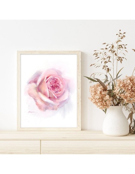 Pink Rose Wall Painting in Decor