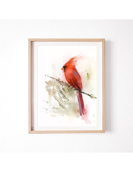 Cardinal Bird Watercolor Painting