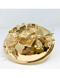Small Glass Bowl with Gold Lid 2