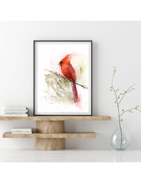 Cardinal Bird Watercolor Painting in Canada