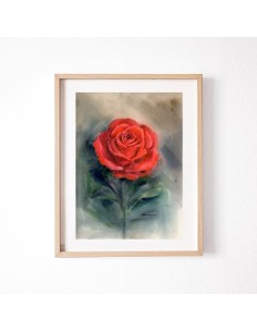 Red Rose Watercolor Painting