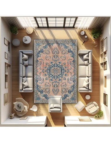 Handmade 6x9 Wool Pink Persian Tabriz Rug RC-2360