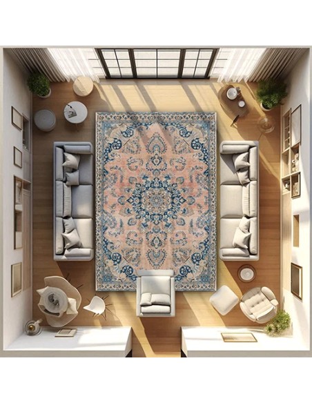 Handmade 6x9 Wool Pink Persian Tabriz Rug RC-2360