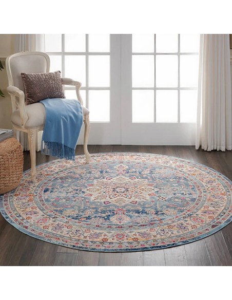 Kashan-Handmade-Blue-Vintage-Round-Rug RC-2371