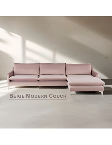 Rose Gold Sectional Modern Couch | Pink Sectional Sofa