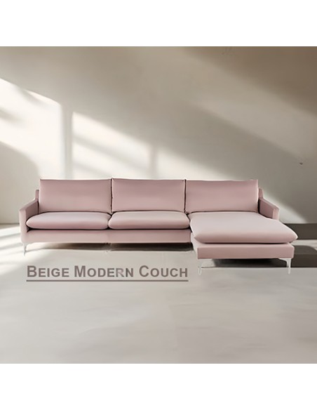 Rose Gold Sectional Modern Couch | Pink Sectional Sofa