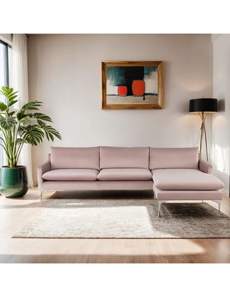 Sectional Modern Couch in Rose Gold Velour ID-2112