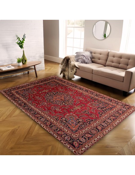 9x12 Handmade Wool Red Khorasan Rug