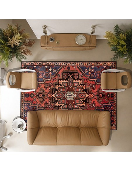 Zanjan 3x5 Red and Blue Vintage Rug RC-1906