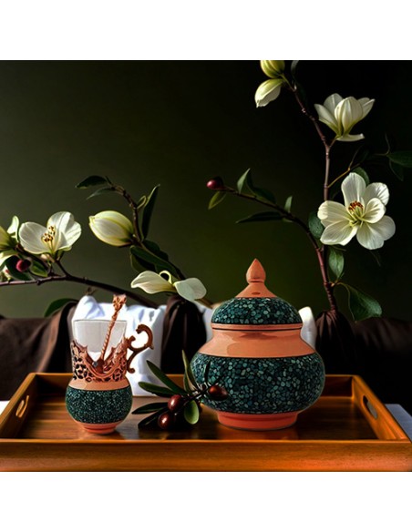 Turquoise Inlaid Tea Service Set