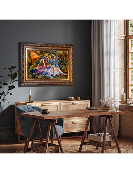 Poet of Love Silk Persian Pictorial Carpet in Decor