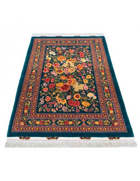 Tabriz hand-woven silk carpet Rc-113 front view