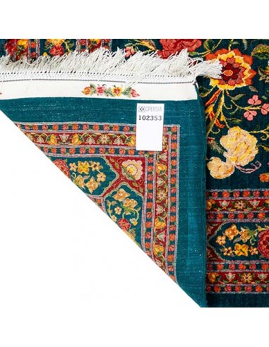 Tabriz hand-woven silk carpet Rc-113 back view