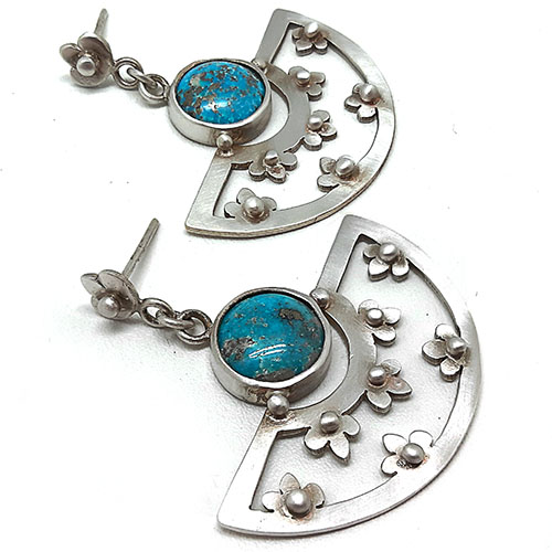turquoise-stud-dangly-earrings