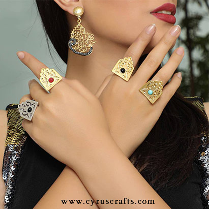 earrings and ring
