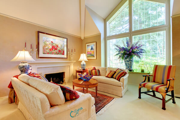 living room interior design with stunning art gallery