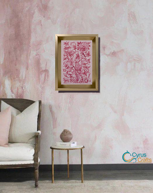 Pink Wall Art Persian Miniature Painting