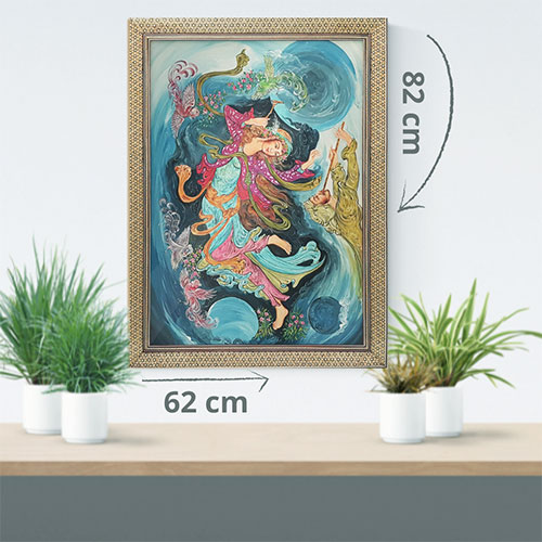 "Holy Dance AG-183" miniature painting with khatam frame (Description)