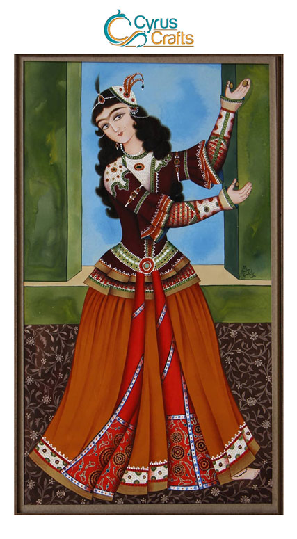 Persian miniature painting of a lady