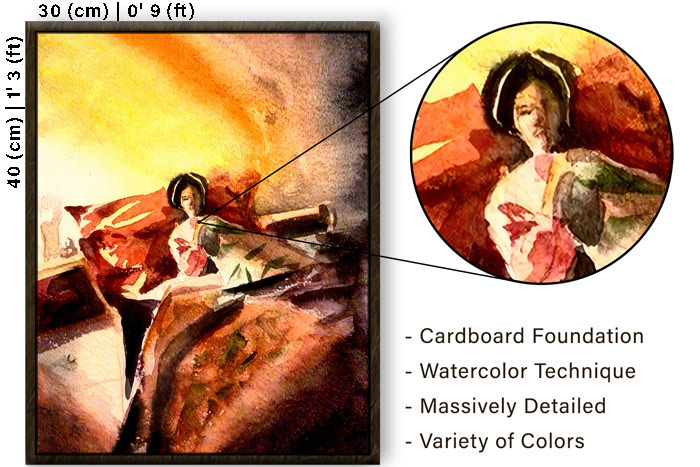 "Sufferer AG-148" watercolor cardboard painting (Description)