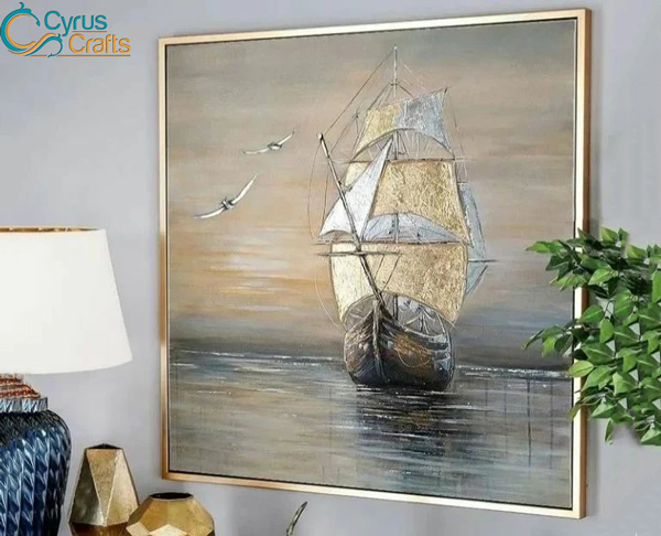 Ship painting for wall decor