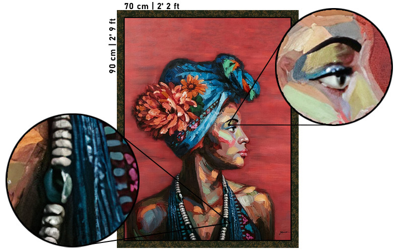 The decorative oil painting tableau "Indigenous Woman AG-719" (Description)