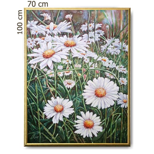Iranian painting canvas of chamomile flowers