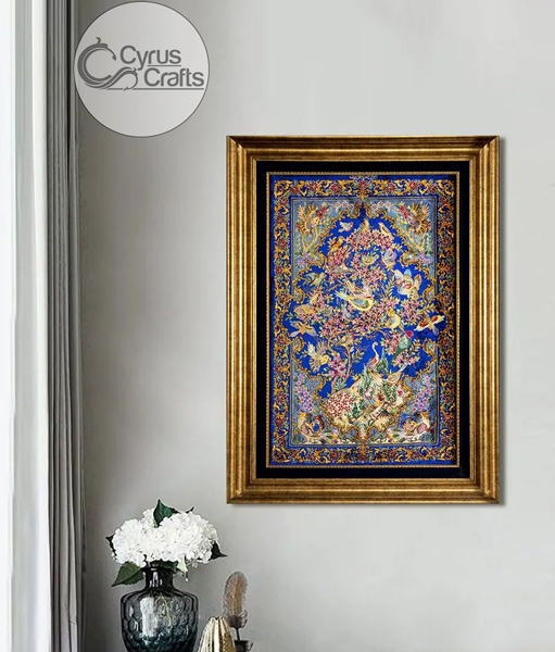 blue silk wall rug