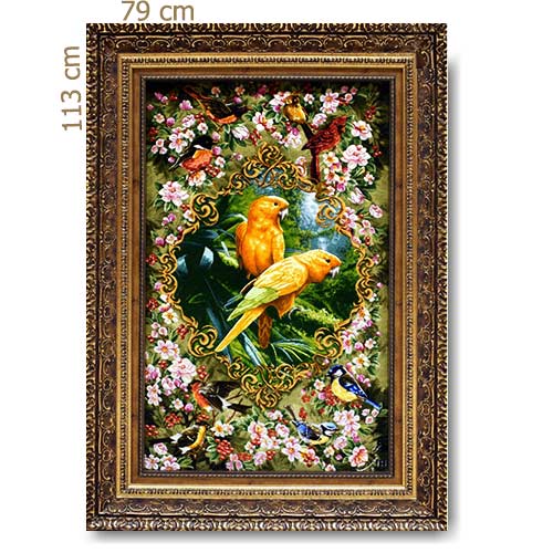 "Parrots" Persian tableau rug (Description)