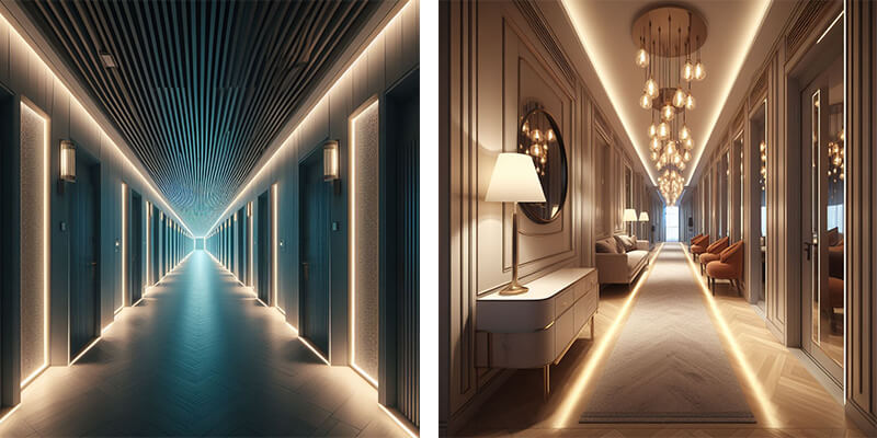 the power of lighting in narrow hallway 