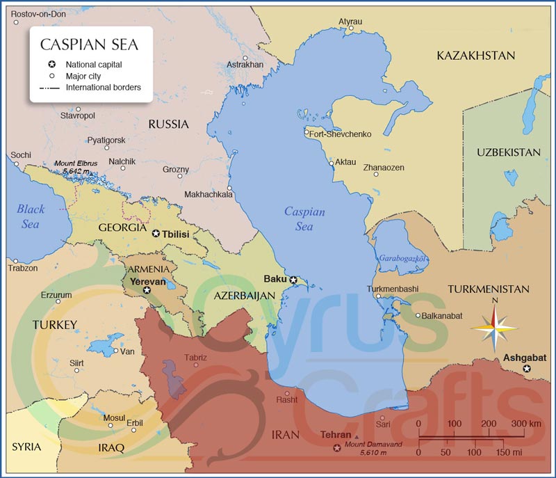 caspian sea in world map