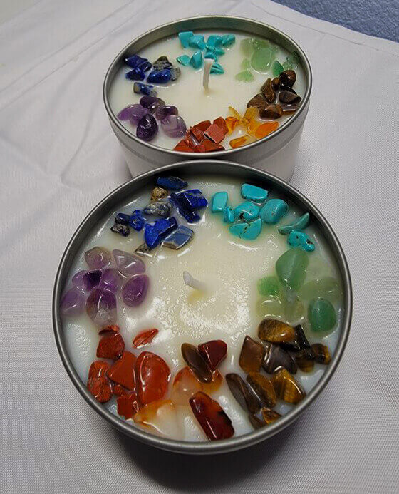 chakra stones candle