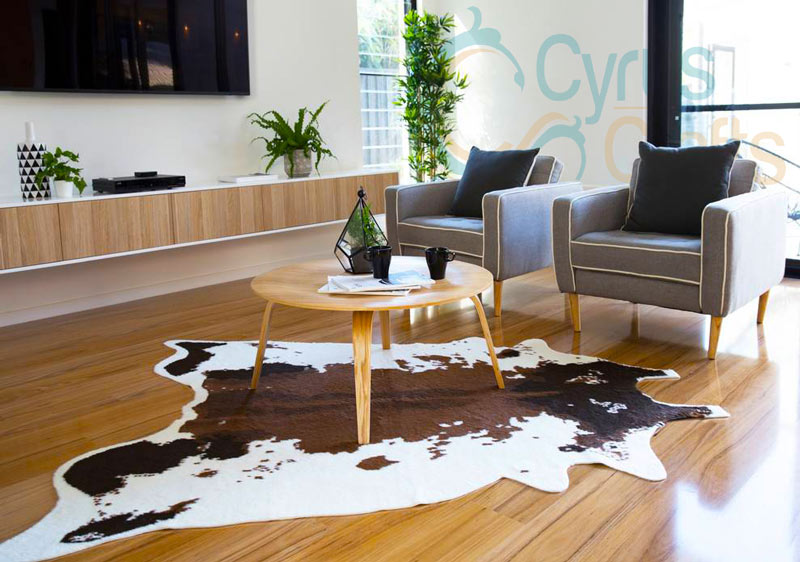 cow print rug